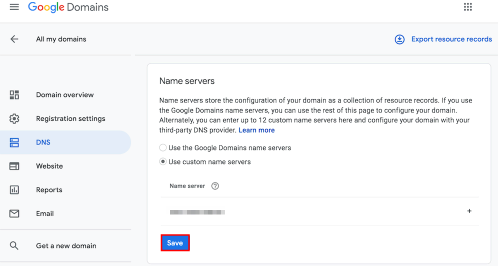 Change Domain Nameservers